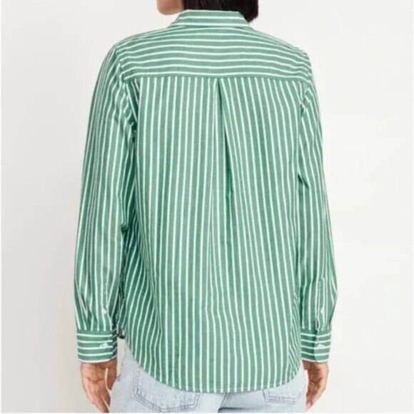 Old Navy The Classic Shirt in Soft Kelly Green and White 100% Cotton size small - Picture 9 of 10